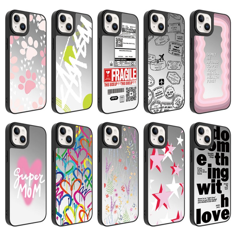 Bal-z Apple iPhone 14 Plus Kılıf Aynalı Desenli Kamera Korumalı Parlak  Mirror Kapak