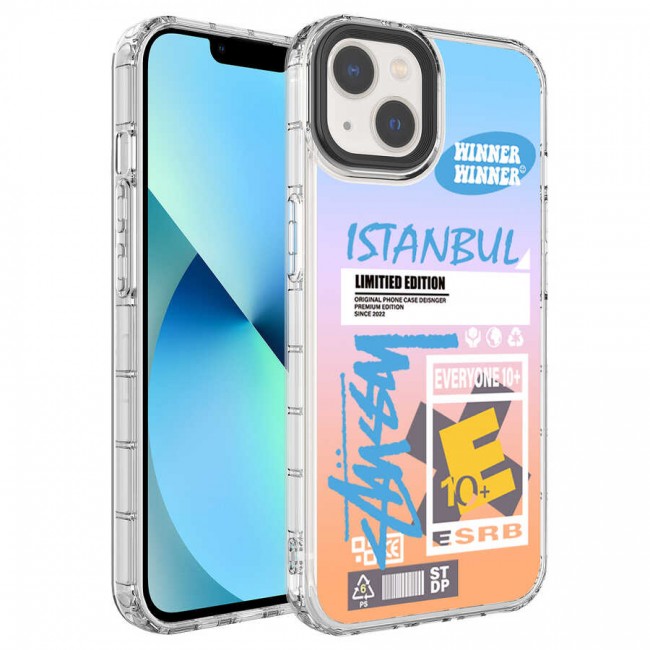 Apple iPhone 14 Plus Kılıf Kamera Korumalı Renkli Desenli Sert Silikon Zore Korn Kapak Apple iPhone 14 Plus Kılıf Kamera Korumalı Renkli Desenli Sert Silikon Zore Korn Kapak