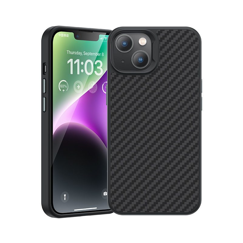 Bal-z Apple iPhone 14 Plus Kılıf Karbon Fiber M-safe Şarj Özellikli Benks Hybrid ArmorPro 1500D Kevlar Kapak