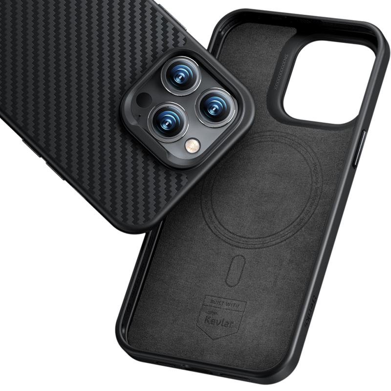 Bal-z Apple iPhone 14 Plus Kılıf Karbon Fiber M-safe Şarj Özellikli Benks Hybrid ArmorPro 1500D Kevlar Kapak