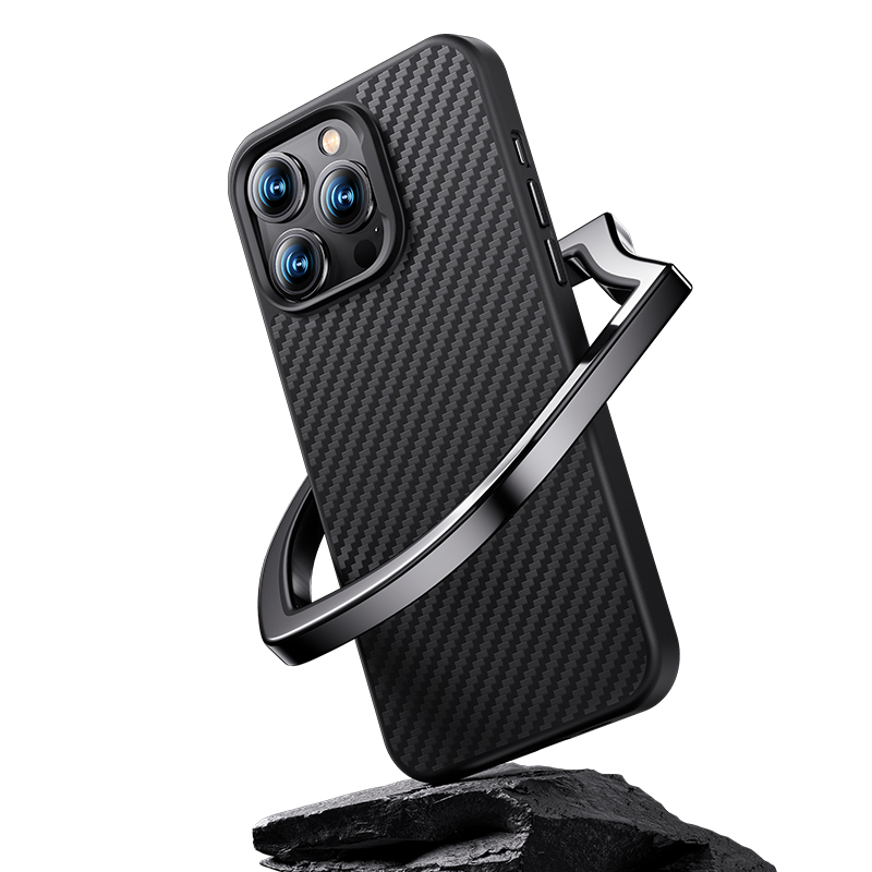 Bal-z Apple iPhone 14 Plus Kılıf Karbon Fiber M-safe Şarj Özellikli Benks Hybrid ArmorPro 1500D Kevlar Kapak