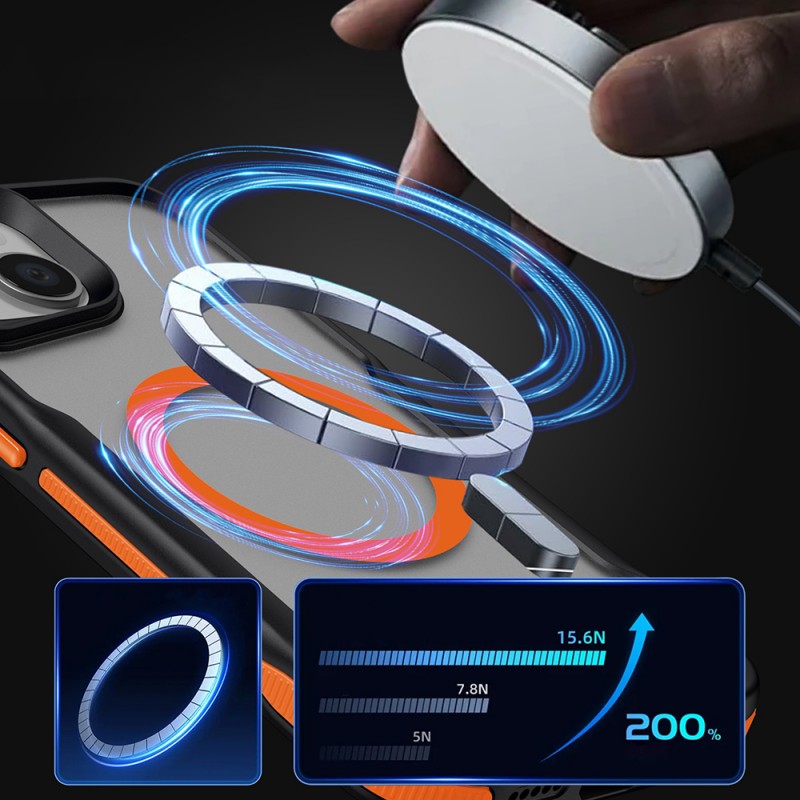 Bal-z Apple iPhone 14 Plus Kılıf M-safe Şarj Özellikli Renkli Kenar Airbag Şeritli Zore Lamer Kapak