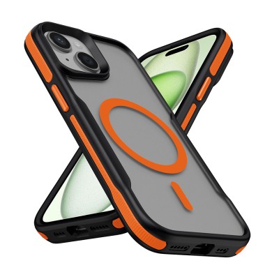 Bal-z Apple iPhone 14 Plus Kılıf M-safe Şarj Özellikli Renkli Kenar Airbag Şeritli Zore Lamer Kapak