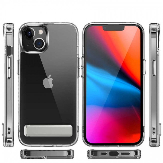 Apple iPhone 14 Plus Kılıf Standlı Şeffaf Silikon Zore L-Stand Kapak Apple iPhone 14 Plus Kılıf Standlı Şeffaf Silikon Zore L-Stand Kapak
