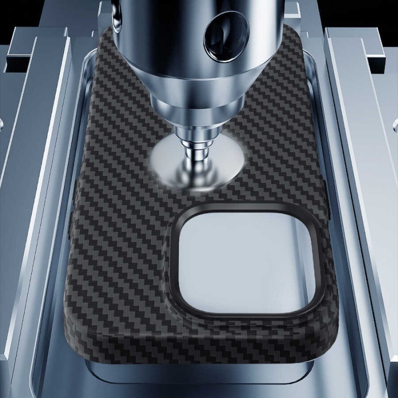 Bal-z Apple iPhone 14 Plus Kılıf ​​​​​Wiwu Karbon Fiber Görünümlü M-safe Wireless Şarj Özellikli Kabon Kapak