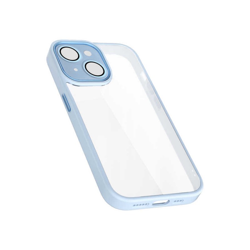 Bal-z Apple iPhone 14 Plus Kılıf Wiwu VCC-104 Lens Korumalı Renkli Kenar Arkası Şeffaf Vivid Clear Kapak