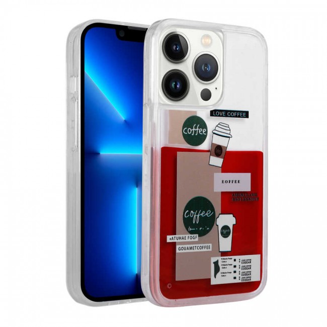 Apple iPhone 14 Pro Kılıf Desenli Sıvılı Zore Drink Silikon Kapak Apple iPhone 14 Pro Kılıf Desenli Sıvılı Zore Drink Silikon Kapak
