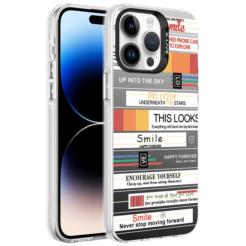 Bal-z Apple iPhone 14 Pro Kılıf Desenli  Silver Sert Kapak