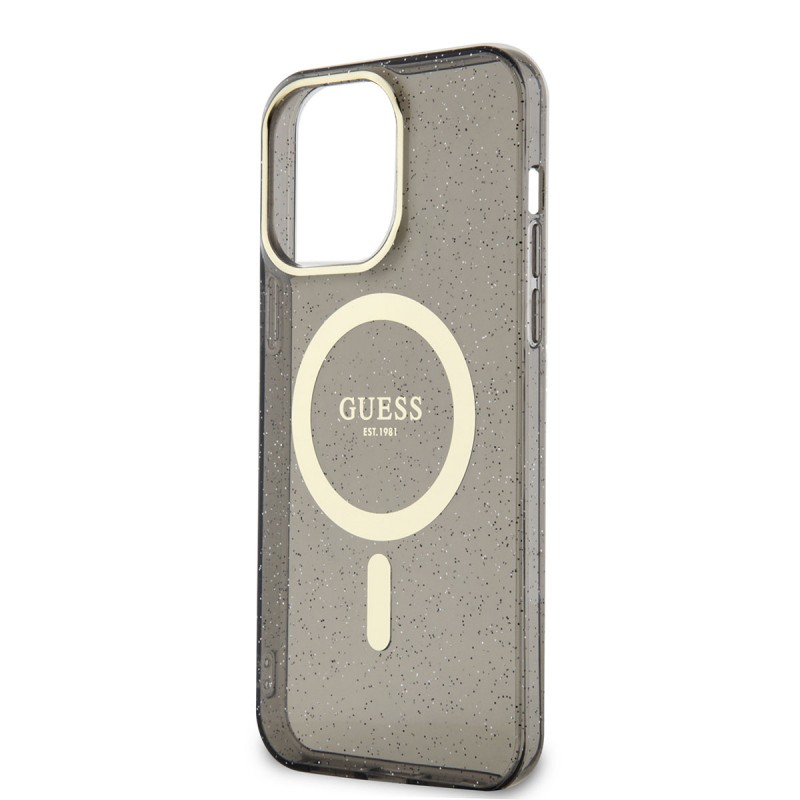Bal-z Apple iPhone 14 Pro Kılıf GUESS M-safe Şarj Özellikli Glitter Kapak