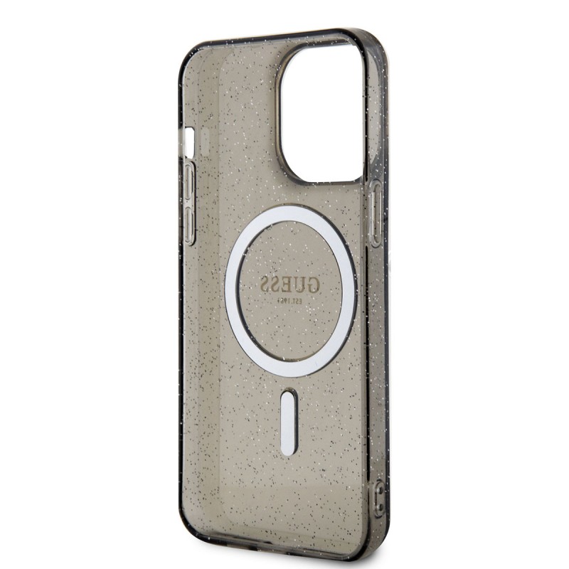 Bal-z Apple iPhone 14 Pro Kılıf GUESS M-safe Şarj Özellikli Glitter Kapak