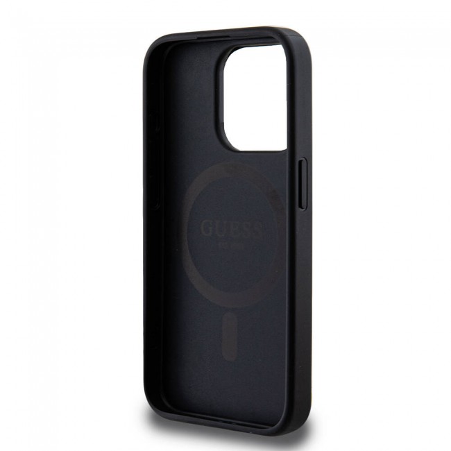 Apple iPhone 14 Pro Kılıf Guess Magsafe Şarj Özellikli PU Deri Desenli Metal Plaka Logolu Kapak Apple iPhone 14 Pro Kılıf Guess Magsafe Şarj Özellikli PU Deri Desenli Metal Plaka Logolu Kapak
