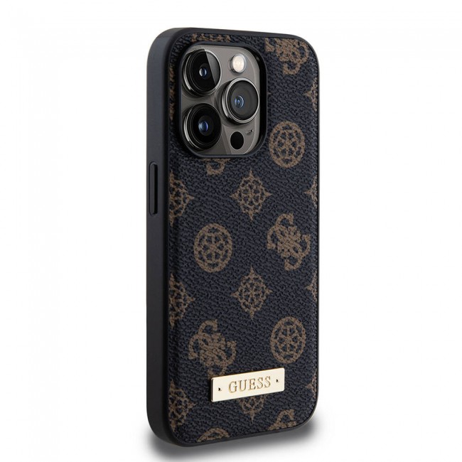 Apple iPhone 14 Pro Kılıf Guess Magsafe Şarj Özellikli PU Deri Desenli Metal Plaka Logolu Kapak Apple iPhone 14 Pro Kılıf Guess Magsafe Şarj Özellikli PU Deri Desenli Metal Plaka Logolu Kapak