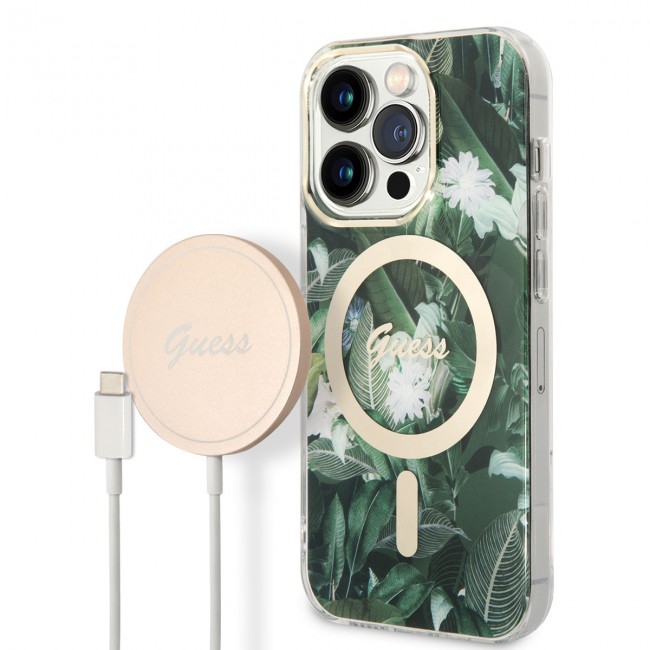 Apple iPhone 14 Pro Kılıf GUESS Magsafe Şarj Özellikli Yaprak Desenli Magsafe Şarj Kablolu Kapak Apple iPhone 14 Pro Kılıf GUESS Magsafe Şarj Özellikli Yaprak Desenli Magsafe Şarj Kablolu Kapak
