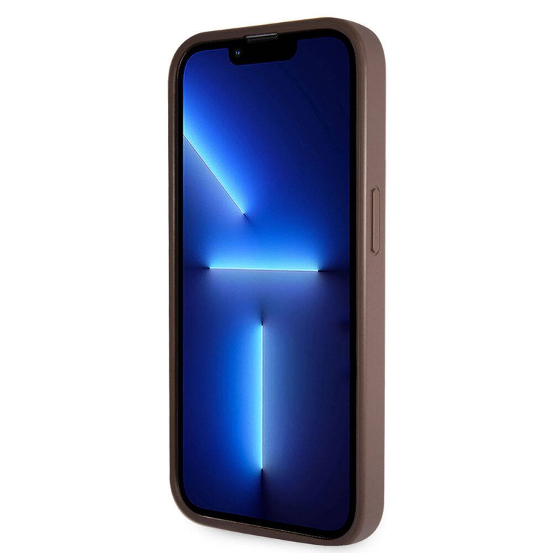 Bal-z Apple iPhone 14 Pro Kılıf Guess Orjinal Lisanslı PU Deri Taşlı Üçgen Logo 4G Desenli Kapak