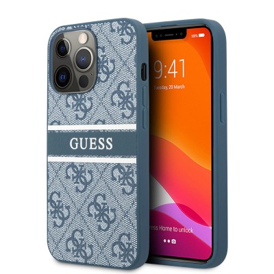 Bal-z Apple iPhone 14 Pro Kılıf GUESS PU Deri Çizgili Logo Dizaynlı Kapak