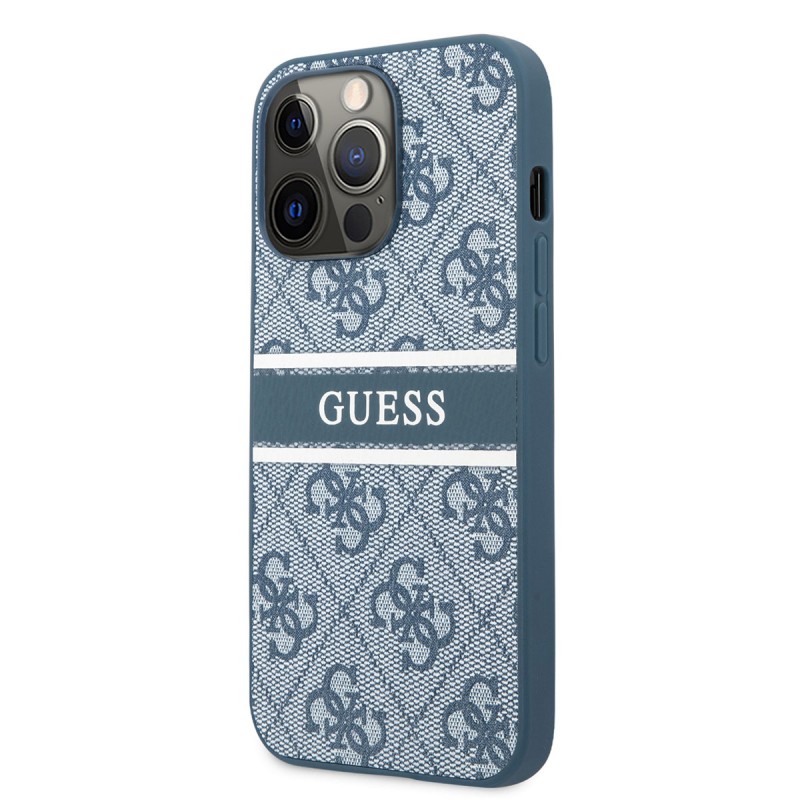 Bal-z Apple iPhone 14 Pro Kılıf GUESS PU Deri Çizgili Logo Dizaynlı Kapak