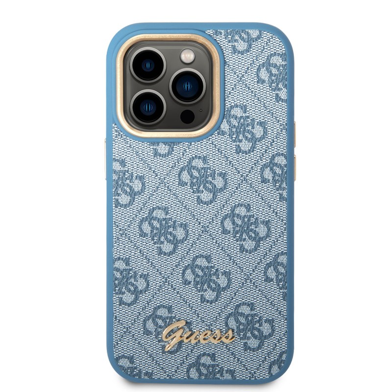 Bal-z Apple iPhone 14 Pro Kılıf GUESS PU Deri Metal Logo Dizaynlı Kapak