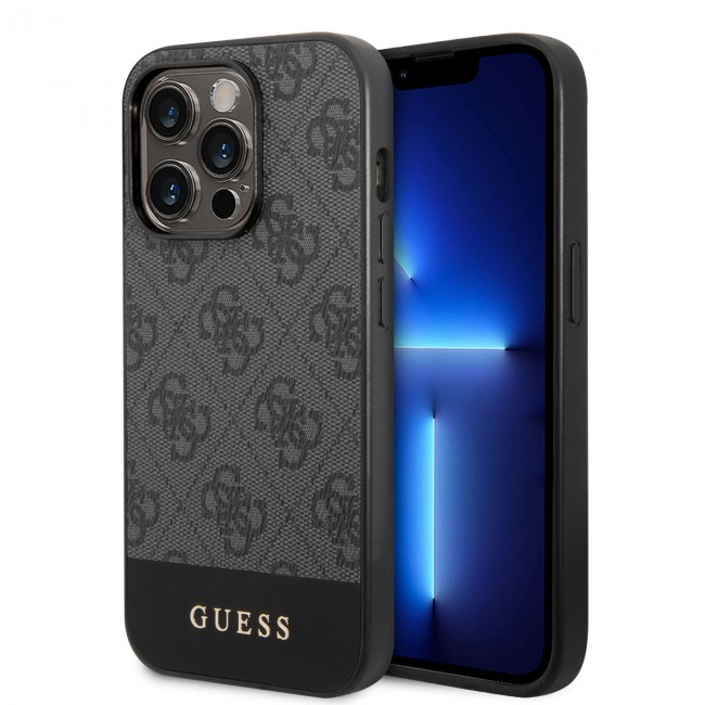 Apple iPhone 14 Pro Kılıf GUESS PU Deri Şerit Logo Dizaynlı Kapak Apple iPhone 14 Pro Kılıf GUESS PU Deri Şerit Logo Dizaynlı Kapak