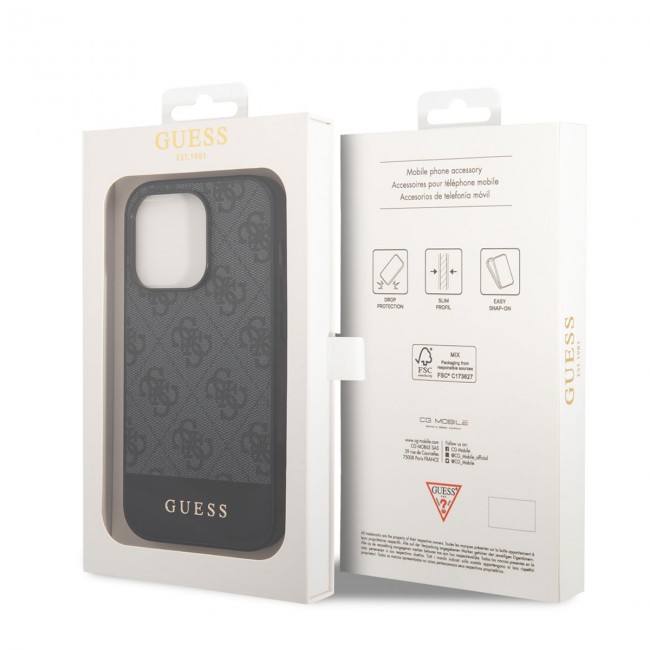 Apple iPhone 14 Pro Kılıf GUESS PU Deri Şerit Logo Dizaynlı Kapak Apple iPhone 14 Pro Kılıf GUESS PU Deri Şerit Logo Dizaynlı Kapak