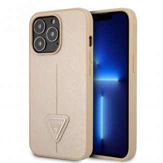Apple iPhone 14 Pro Kılıf GUESS PU Safran Deri Üçgen Logo Dizayn Kapak Apple iPhone 14 Pro Kılıf GUESS PU Safran Deri Üçgen Logo Dizayn Kapak