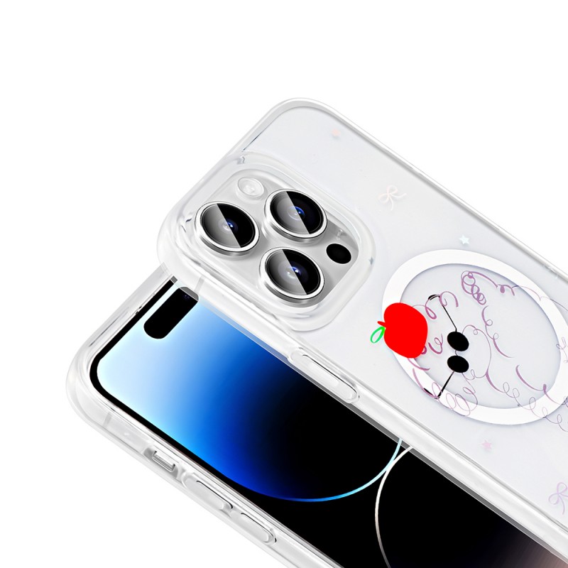 Bal-z Apple iPhone 14 Pro Kılıf M-Safe Şarj Özellikli Şeffaf Zore Folk Sert Kapak