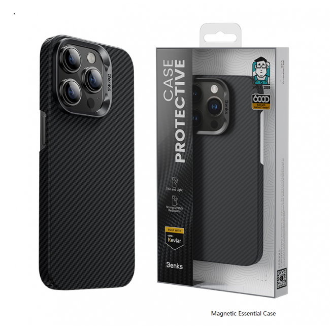 Apple iPhone 14 Pro Kılıf Magsafe Şarj Özellikli Karbon Fiber Benks MFM Lisanslı 600D Essential Kevlar Kapak Apple iPhone 14 Pro Kılıf Magsafe Şarj Özellikli Karbon Fiber Benks MFM Lisanslı 600D Essential Kevlar Kapak