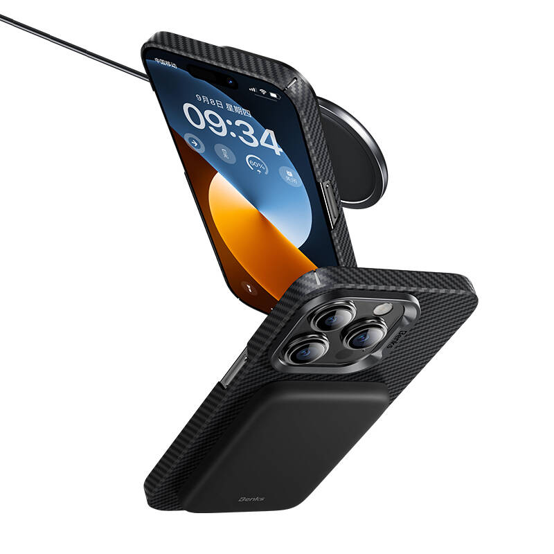 Bal-z Apple iPhone 14 Pro Kılıf M-safe Şarj Özellikli Karbon Fiber Benks MFM Lisanslı 600D Essential Kevlar Kapak