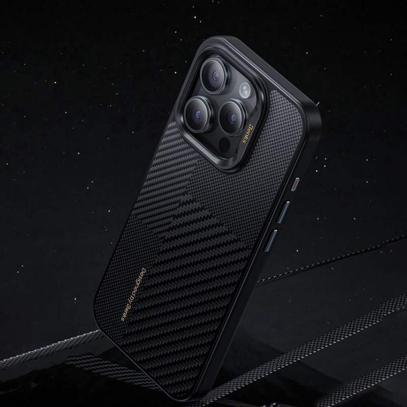 Bal-z Apple iPhone 14 Pro Kılıf M-safe Şarj Özellikli Karbon Fiber Benks Montage Hybrid ArmorPro Kevlar Kapak