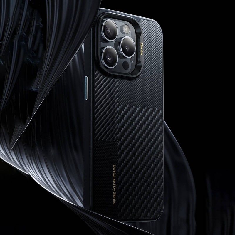 Bal-z Apple iPhone 14 Pro Kılıf M-safe Şarj Özellikli Karbon Fiber Benks Montage Hybrid ArmorPro Kevlar Kapak