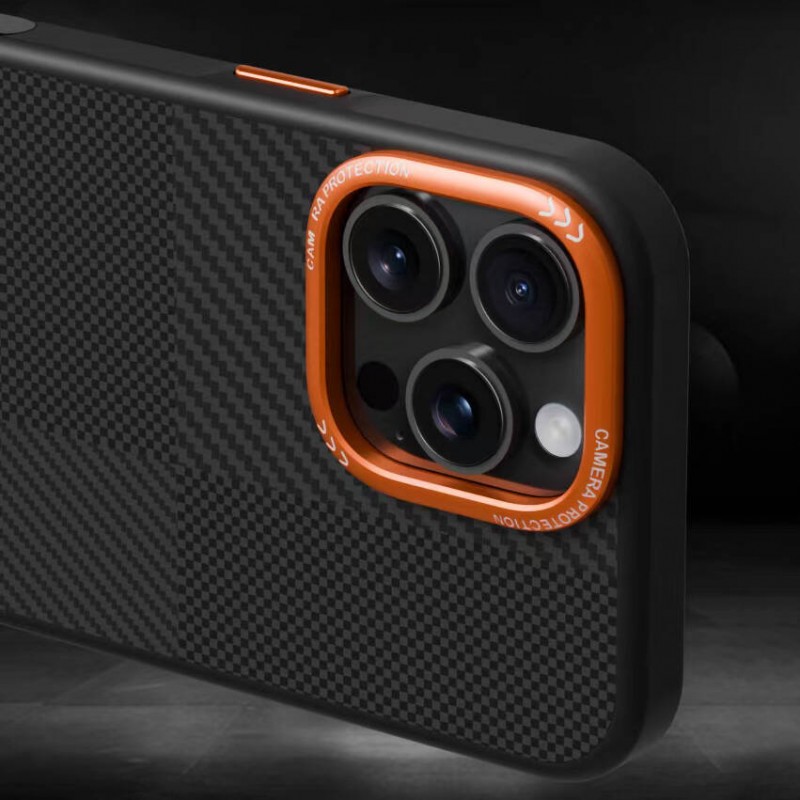 Bal-z Apple iPhone 14 Pro Kılıf M-safe Şarj Özellikli Karbon Fiber Görünümlü Zore Kamp Kapak