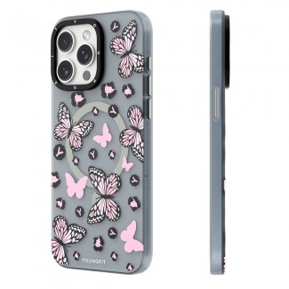 Apple iPhone 14 Pro Kılıf M-safe Şarj Özellikli Kelebek Desenli Youngkit Shadow Dance Serisi Kapak Apple iPhone 14 Pro Kılıf M-safe Şarj Özellikli Kelebek Desenli Youngkit Shadow Dance Serisi Kapak
