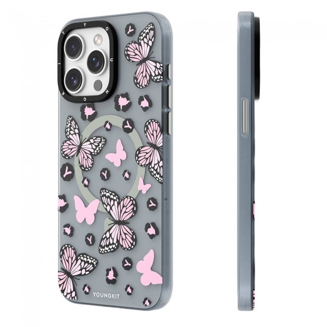 Apple iPhone 14 Pro Kılıf Magsafe Şarj Özellikli Kelebek Desenli Youngkit Shadow Dance Serisi Kapak Apple iPhone 14 Pro Kılıf Magsafe Şarj Özellikli Kelebek Desenli Youngkit Shadow Dance Serisi Kapak