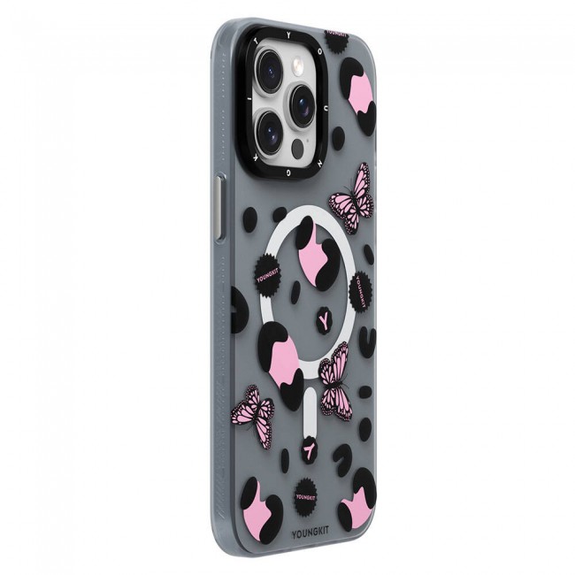 Apple iPhone 14 Pro Kılıf Magsafe Şarj Özellikli Kelebek Desenli Youngkit Shadow Dance Serisi Kapak Apple iPhone 14 Pro Kılıf Magsafe Şarj Özellikli Kelebek Desenli Youngkit Shadow Dance Serisi Kapak