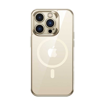 Bal-z Apple iPhone 14 Pro Kılıf M-safe Şarj Özellikli Premium Cam Arka Yüzey Benks Electroplated Kapak