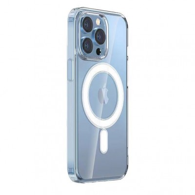 Bal-z Apple iPhone 14 Pro Kılıf M-safe Şarj Özellikli Şeffaf Sert PC  Embos Kapak