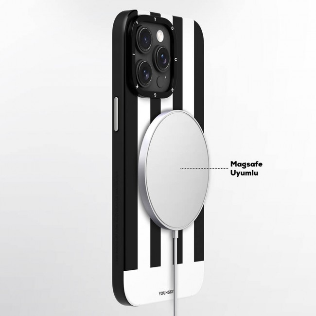 Apple iPhone 14 Pro Kılıf Magsafe Şarj Özellikli Youngkit Striped Piano Keys Serisi Kapak Apple iPhone 14 Pro Kılıf Magsafe Şarj Özellikli Youngkit Striped Piano Keys Serisi Kapak