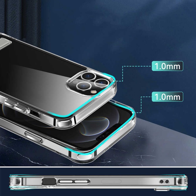 Bal-z Apple iPhone 14 Pro Kılıf Standlı Şeffaf Silikon  L-Stand Kapak