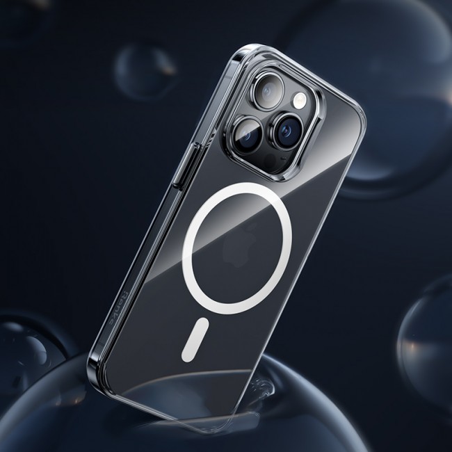 Apple iPhone 14 Pro Kılıf Wireless Şarj Destekli Benks Yeni Magnetik Crystal PC Kapak