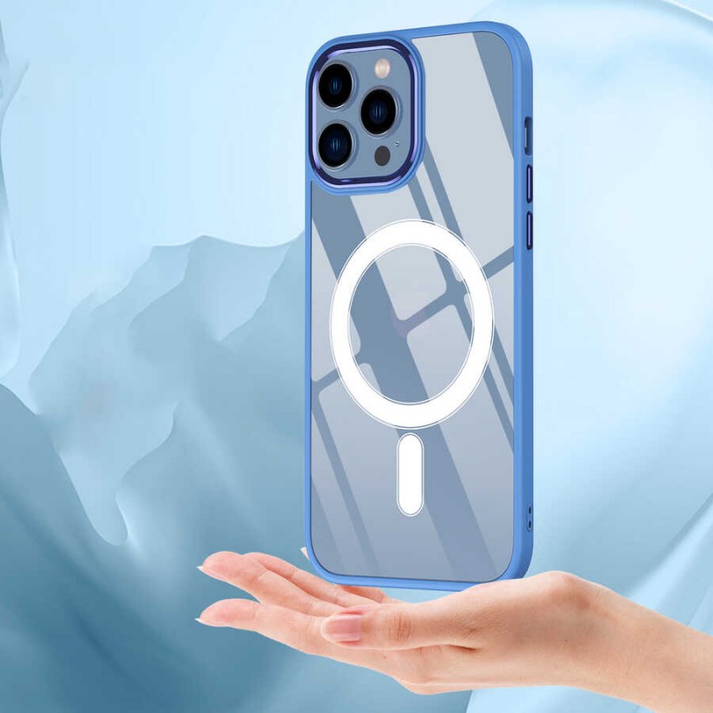 Bal-z Apple iPhone 14 Pro Kılıf Wireless Şarj Özellikli  Krom M-safe Silikon Kapak