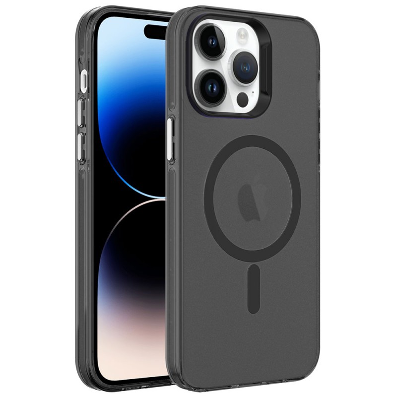 Bal-z Apple iPhone 14 Pro Kılıf  M-safe Şarj Özellikli Buzlu Transparan C-Pro Sert Kapak