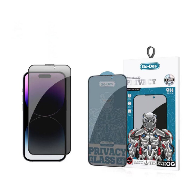 Bal-z Apple iPhone 14 Pro Max Go Des 9D Full Cover Privacy Temperli Cam Ekran Koruyucu