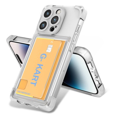 Bal-z Apple iPhone 14 Pro Max Kılıf Airbag Tasarımlı Şeffaf Kartlıklı  G-Kart Kapak