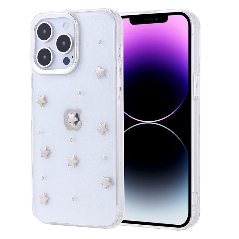 Bal-z Apple iPhone 14 Pro Max Kılıf Airbag Tasarımlı Simli Şeffaf Zore Kutup Kapak