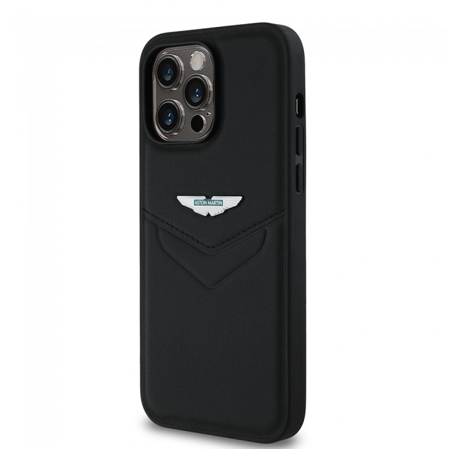 Apple iPhone 14 Pro Max Kılıf Aston Martin Orjinal Lisanslı Victory Dizayn PU Deri Metal Logolu Kapak