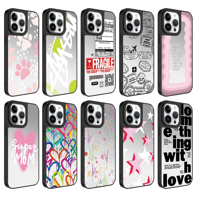Bal-z Apple iPhone 14 Pro Max Kılıf Aynalı Desenli Kamera Korumalı Parlak  Mirror Kapak