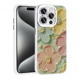 Apple iPhone 14 Pro Max Kılıf Çiçek Desenli Parlak Taşlı Sert Silikon Zore Garden Kapak Apple iPhone 14 Pro Max Kılıf Çiçek Desenli Parlak Taşlı Sert Silikon Zore Garden Kapak