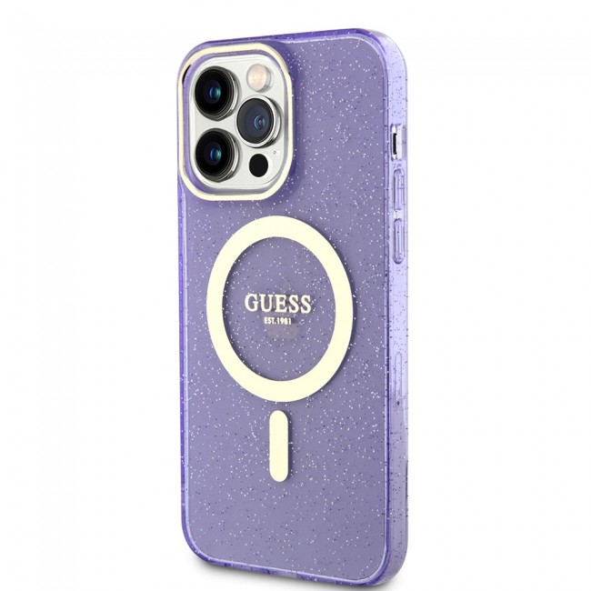 Apple iPhone 14 Pro Max Kılıf GUESS Magsafe Şarj Özellikli Glitter Kapak Apple iPhone 14 Pro Max Kılıf GUESS Magsafe Şarj Özellikli Glitter Kapak
