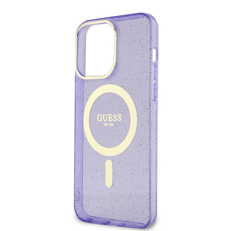 Bal-z Apple iPhone 14 Pro Max Kılıf GUESS M-safe Şarj Özellikli Glitter Kapak