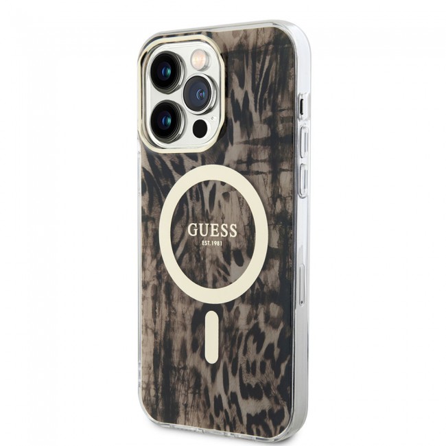 Apple iPhone 14 Pro Max Kılıf GUESS Magsafe Şarj Özellikli Leopar Desenli Kapak Apple iPhone 14 Pro Max Kılıf GUESS Magsafe Şarj Özellikli Leopar Desenli Kapak