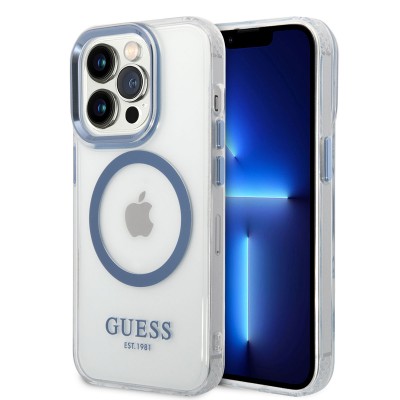 Bal-z Apple iPhone 14 Pro Max Kılıf GUESS M-safe Şarj Özellikli Metal Kamera Çerçeveli Kapak
